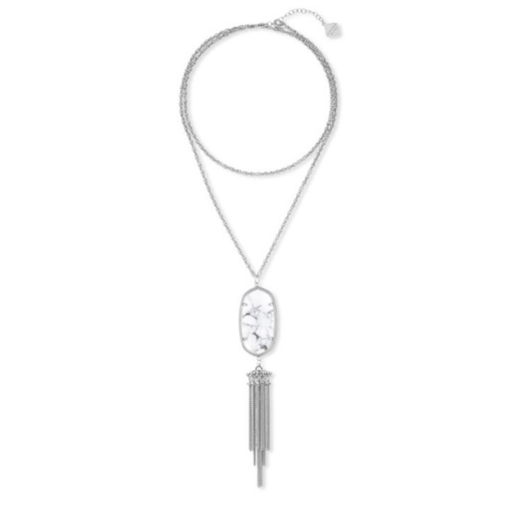Kendra Scott Howlite‎ & Silver Rayne Tassel Necklace Marble Long